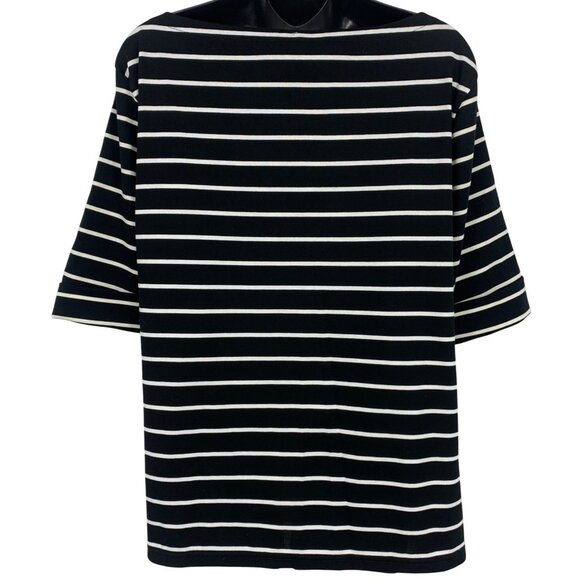 Ralph Lauren Women XXL Extra Large Black White Stripe Short Sleeve Boat NWT New - Picture 5 of 9